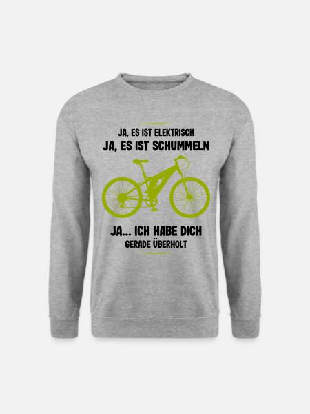 E-Bike Ich habe Dich Überholt Biker Fahrrad Spruch - Unisex Pullover - Weißgrau meliert