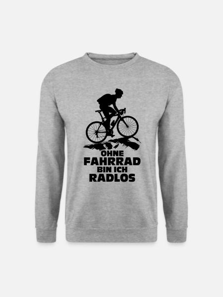 Ohne Fahrrad bin ich Ratlos Rad Fahrer MTB Biker G - Unisex Pullover - Weißgrau meliert