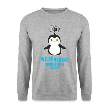 Pinguin - Unisex Pullover - Weißgrau meliert - Vorne - Alina (178cm) & Michal (187cm)