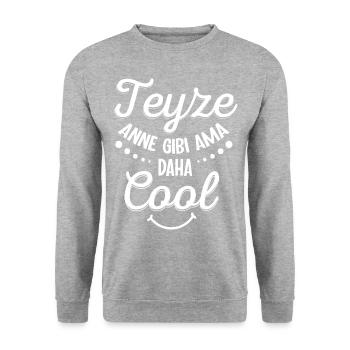 Drôle Teyze Anne gibi ama daha Cool Türk Tante - Sweat-shirt Unisexe - gris chiné - Devant - Alina (178cm) & Michal (187cm)