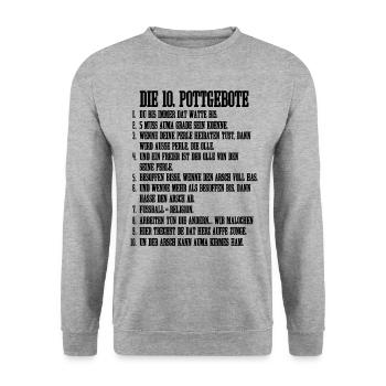 10 Pottgebote Ruhrpott Ruhrgebiet Lustig Gebote - Unisex Pullover - Weißgrau meliert - Vorne - Alina (178cm) & Michal (187cm)