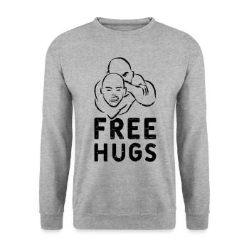 Free Hugs Judo Jiu-Jitsu MMA Kampfsport - Unisex Pullover - Weißgrau meliert - Vorne - Alina (178cm) & Michal (187cm)