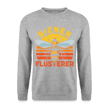 BIENEN FLÜSTERER | Retro Imker Bienenzucht Imkerei - Unisex Pullover - Weißgrau meliert - Vorne - Alina (178cm) & Michal (187cm)