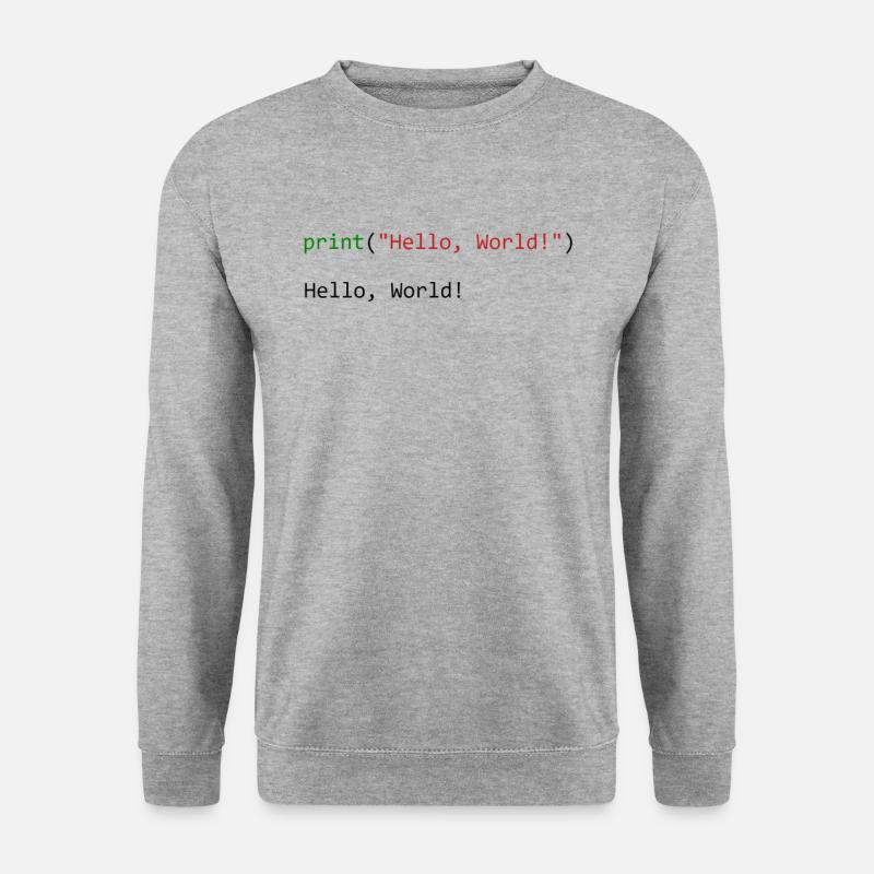 Hello World lustiges Geschenk Python Programmierer - Unisex Pullover - Weißgrau meliert