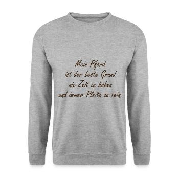Pferd Pferde Spruch horse - Unisex Pullover - Weißgrau meliert - Vorne - Alina (178cm) & Michal (187cm)