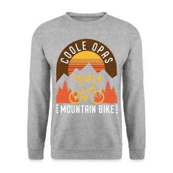 Coole Opas fahren Mountainbike | MTB Downhill Gro - Unisex Pullover - Weißgrau meliert - Vorne - Alina (178cm) & Michal (187cm)
