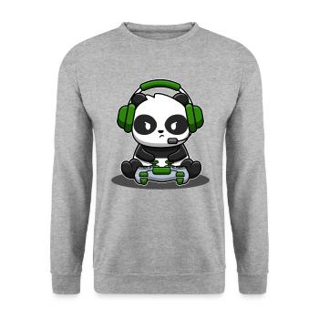 Panda Gamer Controller Gaming Panda Bear Video Game - Unisex Sweatshirt - salt & pepper - Front - Alina (178cm) & Michal (187cm)