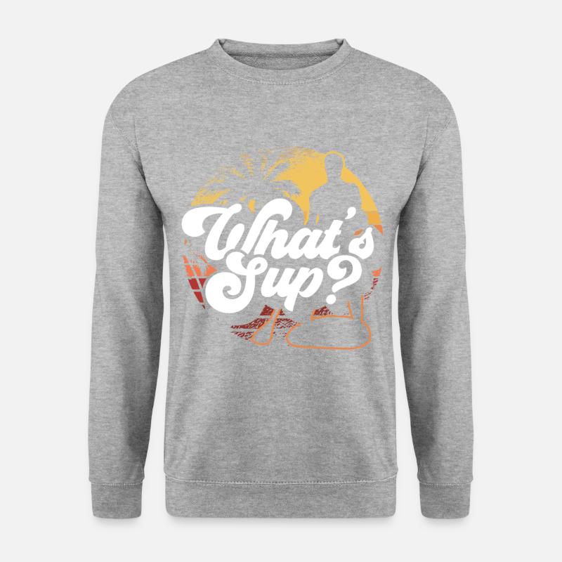 What SUP? | Cooles SUP Paddling Stand Up Paddling - Unisex Pullover - Weißgrau meliert