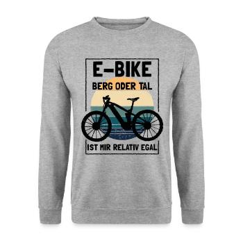 E-Bike Lustig Fahrrad Fahrradfahren Elektrofahrrad - Unisex Pullover - Weißgrau meliert - Vorne - Alina (178cm) & Michal (187cm)