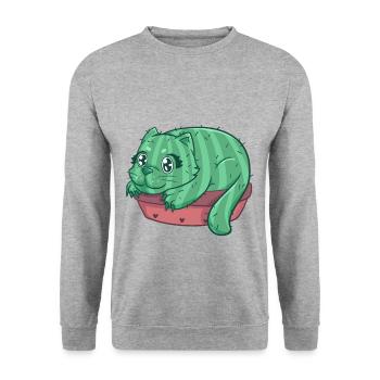 Catcus cat cactus kitten house tiger - Unisex Sweatshirt - salt & pepper - Front - Alina (178cm) & Michal (187cm)