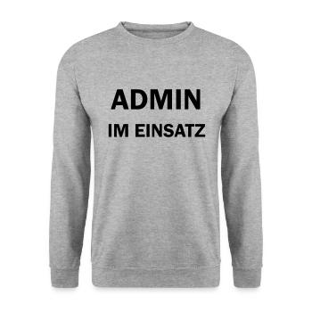Admin im Einsatz IT Computer Nerd - Unisex Pullover - Weißgrau meliert - Vorne - Alina (178cm) & Michal (187cm)