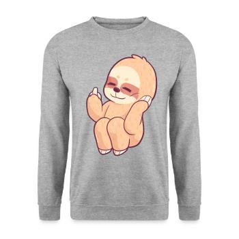 Baise toi paresseux animal paresseux drôle - Sweat-shirt Unisexe - gris chiné - Devant - Alina (178cm) & Michal (187cm)