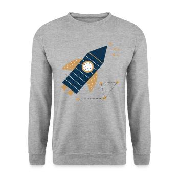 Fusée avec des étoiles Espace Enfants - Sweat-shirt Unisexe - gris chiné - Devant - Alina (178cm) & Michal (187cm)