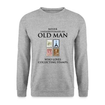 Collectionneur de timbres papa papa fête des pères - Sweat-shirt Unisexe - gris chiné - Devant - Alina (178cm) & Michal (187cm)