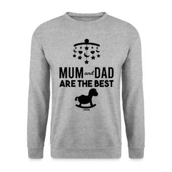 Baby child son daughter loves mom dad - Unisex Sweatshirt - salt & pepper - Front - Alina (178cm) & Michal (187cm)