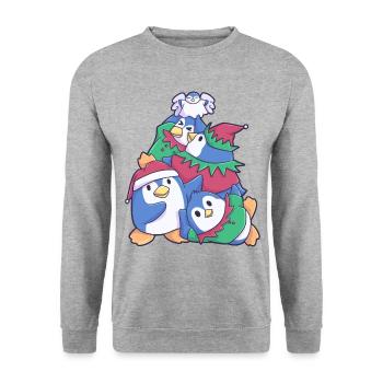 Sapin de Noël de la famille des pingouins de Noël - Sweat-shirt Unisexe - gris chiné - Devant - Alina (178cm) & Michal (187cm)