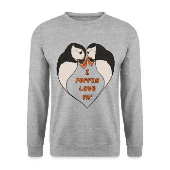 I Puffin Love ya gift for puffin fans - Unisex Sweatshirt - salt & pepper - Front - Alina (178cm) & Michal (187cm)