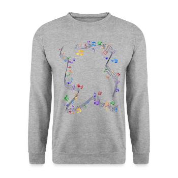 music - Unisex Sweatshirt - salt & pepper - Front - Alina (178cm) & Michal (187cm)