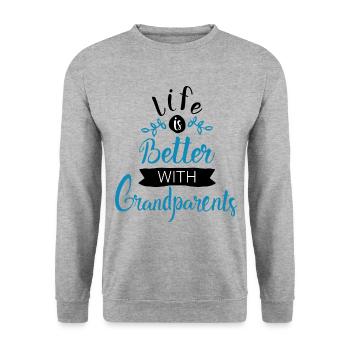 Cadeau grand-mère grand-père grands-parents - Sweat-shirt Unisexe - gris chiné - Devant - Alina (178cm) & Michal (187cm)