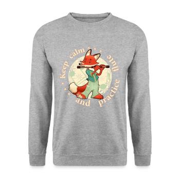Gardez votre calme pratique flûte flûte renard - Sweat-shirt Unisexe - gris chiné - Devant - Alina (178cm) & Michal (187cm)