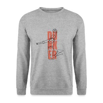 Cadeau de ballon de basket-ball basket - Sweat-shirt Unisexe - gris chiné - Devant - Alina (178cm) & Michal (187cm)