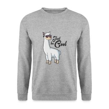 Lama Just Be Cool Alpaca with sunglasses - Unisex Sweatshirt - salt & pepper - Front - Alina (178cm) & Michal (187cm)