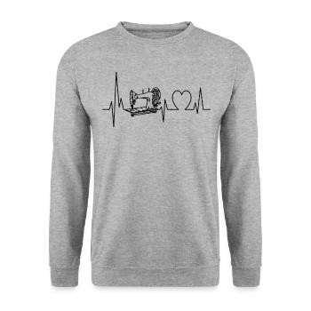 Sewing machine heartbeat sewing seamstress gift - Unisex Sweatshirt - salt & pepper - Front - Alina (178cm) & Michal (187cm)