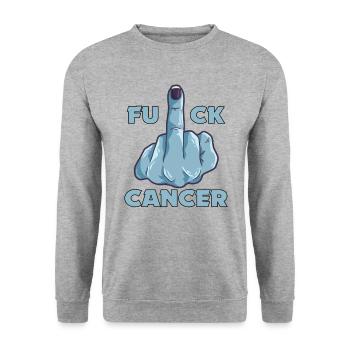 Fuck Cancer - Unisex Pullover - Weißgrau meliert - Vorne - Alina (178cm) & Michal (187cm)
