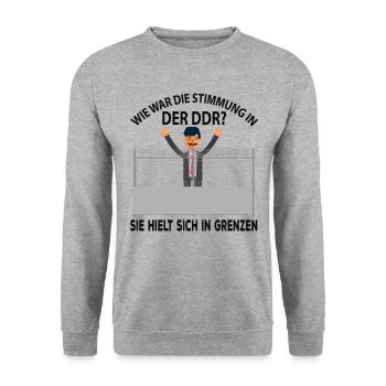 Wie war die Stimmung in der DDR? - Unisex Pullover - Weißgrau meliert - Vorne - Alina (178cm) & Michal (187cm)