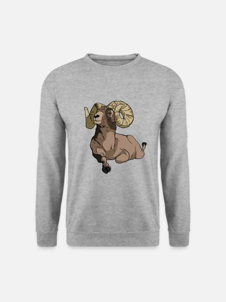 lustig guckendes Mufflon Geschenk für Mufflons Fan - Unisex Pullover - Weißgrau meliert
