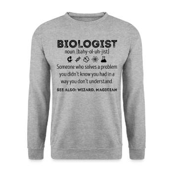 Funny biologist definition biology science G - Unisex Sweatshirt - salt & pepper - Front - Alina (178cm) & Michal (187cm)