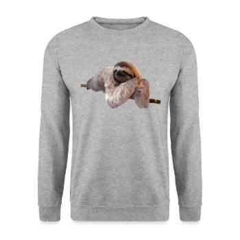 Faultier Sloth Geschenk Idee - Unisex Pullover - Weißgrau meliert - Vorne - Alina (178cm) & Michal (187cm)