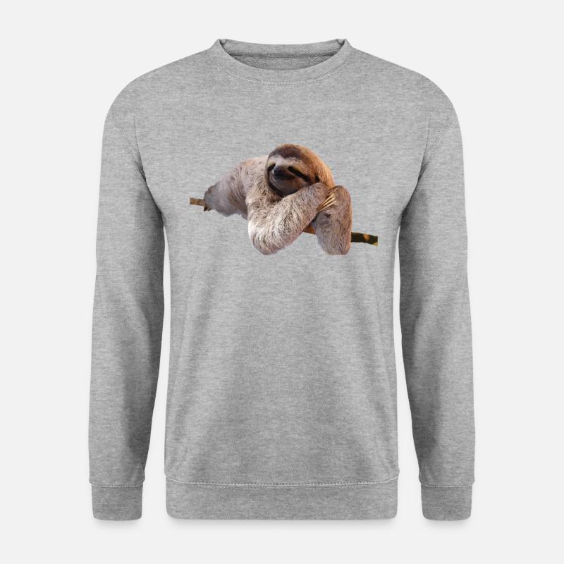Faultier Sloth Geschenk Idee - Unisex Pullover - Weißgrau meliert