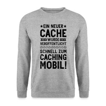 Geocaching Geocacher Cache Veröffentlicht Geocache - Unisex Pullover - Weißgrau meliert - Vorne - Alina (178cm) & Michal (187cm)