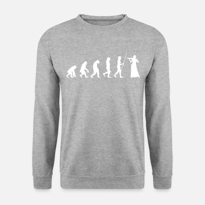 Evolution Geige Violine Geiger Violinist Geigenspi - Unisex Pullover - Weißgrau meliert
