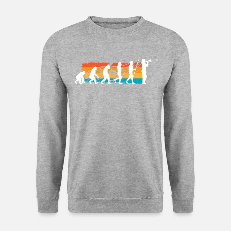 Evolution Posaune | Posaunist cooles Geschenk - Unisex Pullover - Weißgrau meliert