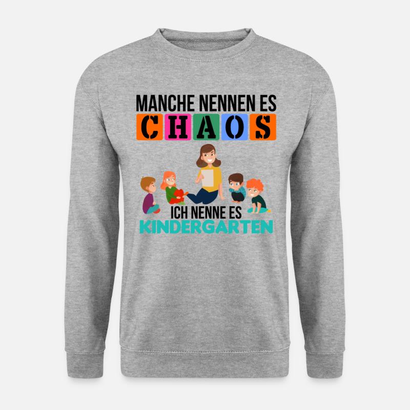 Chaos im Kindergarten - Unisex Pullover - Weißgrau meliert