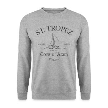 St Tropez Summer Sailing grey edition - Unisex Pullover - Weißgrau meliert - Vorne - Alina (178cm) & Michal (187cm)