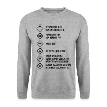 Feuerwehr Lustige Löschgruppe FFW Feuerwehrmann - Unisex Pullover - Weißgrau meliert - Vorne - Alina (178cm) & Michal (187cm)