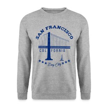 San Francisco Blue Bay City - Unisex Sweatshirt - salt & pepper - Front - Alina (178cm) & Michal (187cm)