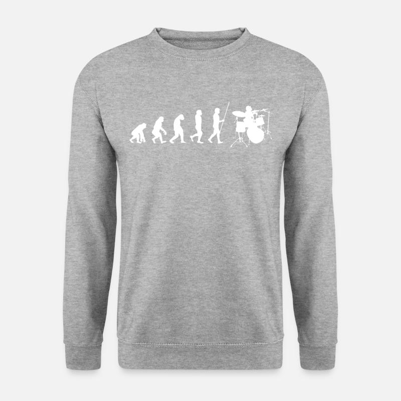 Evolution Schlagzeuger Drummer | Schlagzeug Gesche - Unisex Pullover - Weißgrau meliert