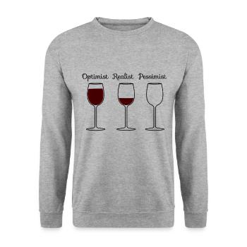 Wein Spruch - Unisex Pullover - Weißgrau meliert - Vorne - Alina (178cm) & Michal (187cm)