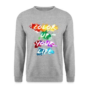 Color Up Your Life - motto - Unisex Sweatshirt - salt & pepper - Front - Alina (178cm) & Michal (187cm)