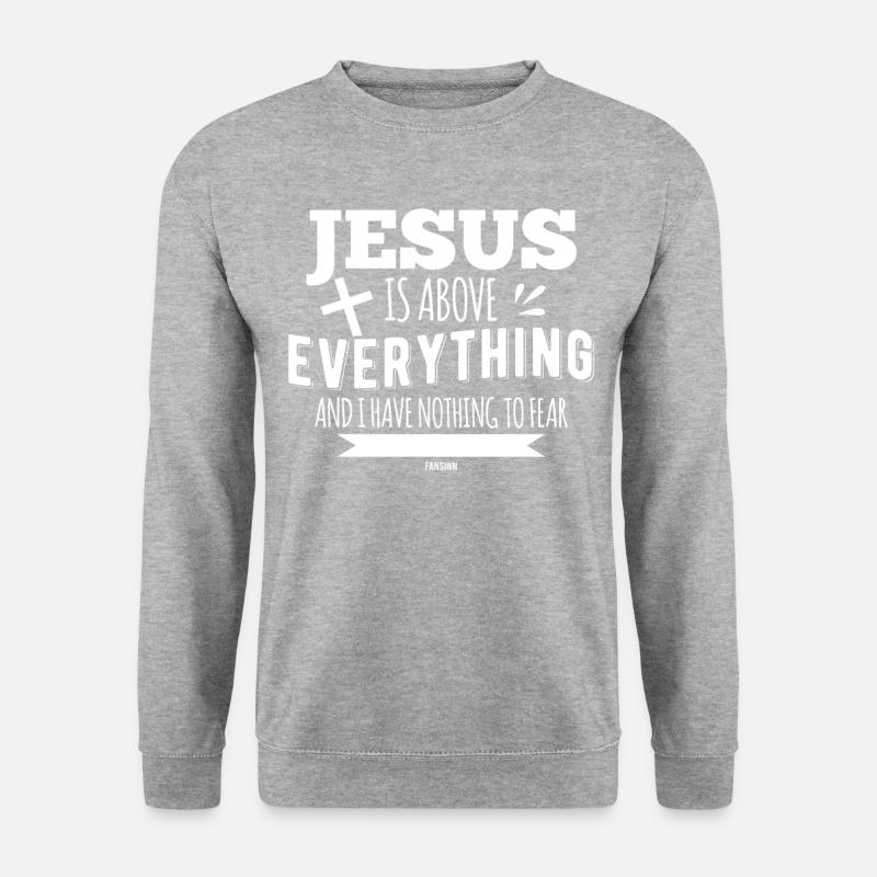 jesus - Unisex Pullover - Weißgrau meliert