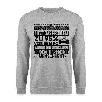 Computerprobleme Informatiker - Unisex Pullover - Weißgrau meliert - Vorne - Alina (178cm) & Michal (187cm)
