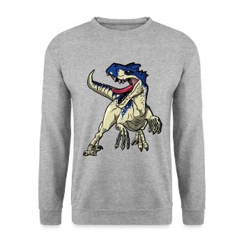 dangereux raptor t-rex dinosaure cadeau - Sweat-shirt Unisexe - gris chiné - Devant - Alina (178cm) & Michal (187cm)