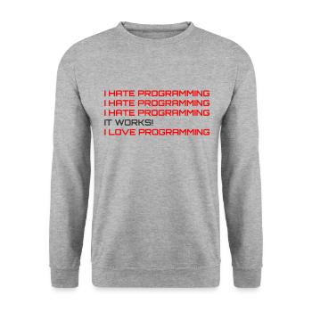 Computer Programmer Coders Software Engineers Gift - Unisex Sweatshirt - salt & pepper - Front - Alina (178cm) & Michal (187cm)