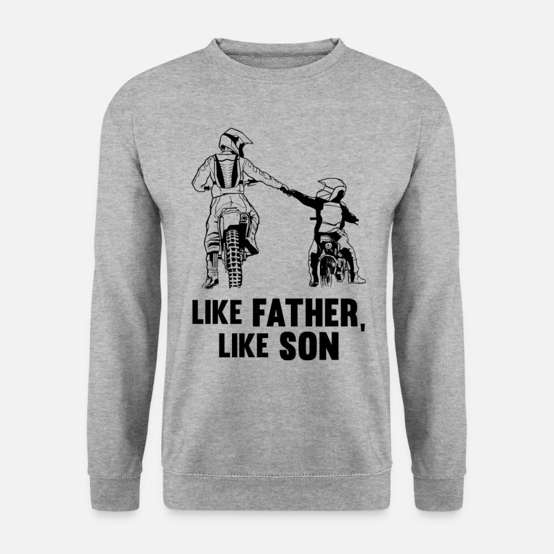 Wie der Vater Wie der Sohn Motocross-Biker Motorra - Unisex Pullover - Weißgrau meliert