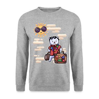 Valise de vacances chat paradis - Sweat-shirt Unisexe - gris chiné - Devant - Alina (178cm) & Michal (187cm)