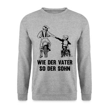 Wie der Vater so der Sohn Motocross Motorrad - Unisex Pullover - Weißgrau meliert - Vorne - Alina (178cm) & Michal (187cm)